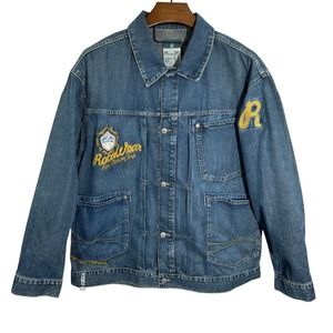 ROCAWEAR Denim Jacket Mens Medium Wash‎ Hip Hop Urban Streetwear 90s Y2K Large